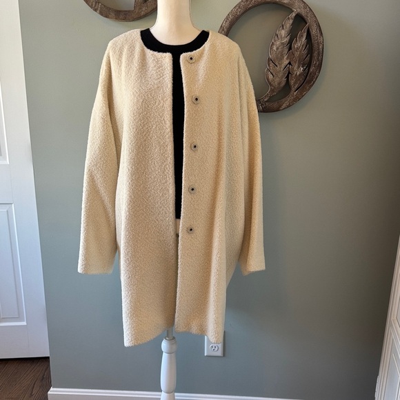 Eileen Fisher  Fischer Project Cream oversized Textured Coat size XL - Picture 2 of 9